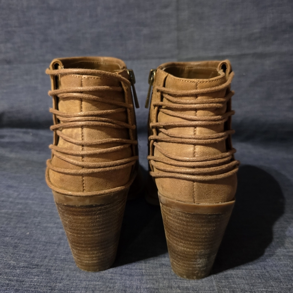 Jessica Simpson Brown Leather Ankle Boots Size 8M - Picture 3 of 7